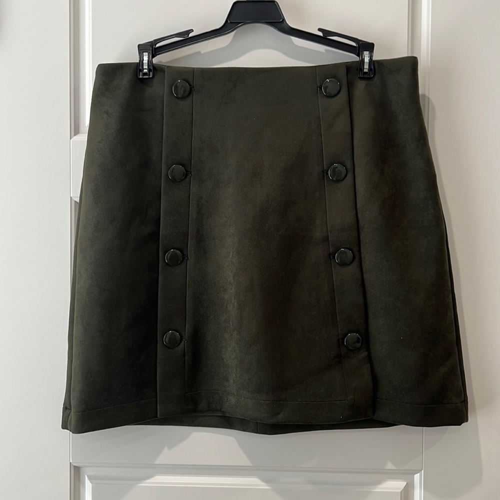 Olive green suede skirt